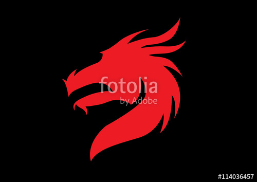 500x354 Head Of The Dragon Vector In Red On Black Background Stock