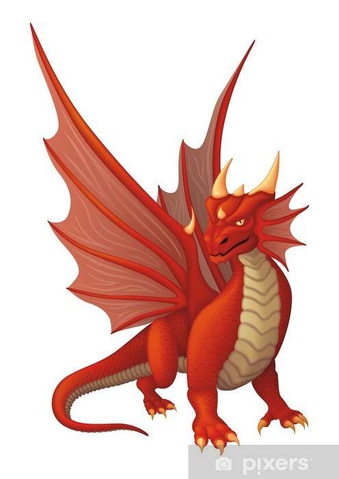 495x700 Red Dragon Vector Wall Mural