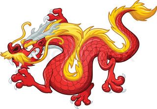 320x223 Cartoon Chinese Red Dragon Vector Clip Art Illustration