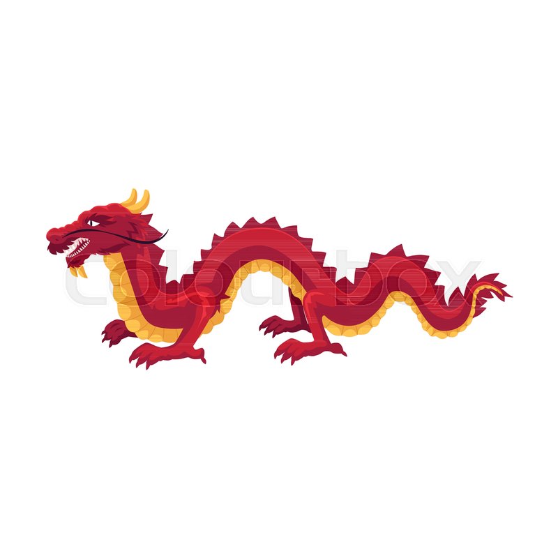 800x800 Chinese, Japanese Red Dragon Standing Stock Vector Colourbox