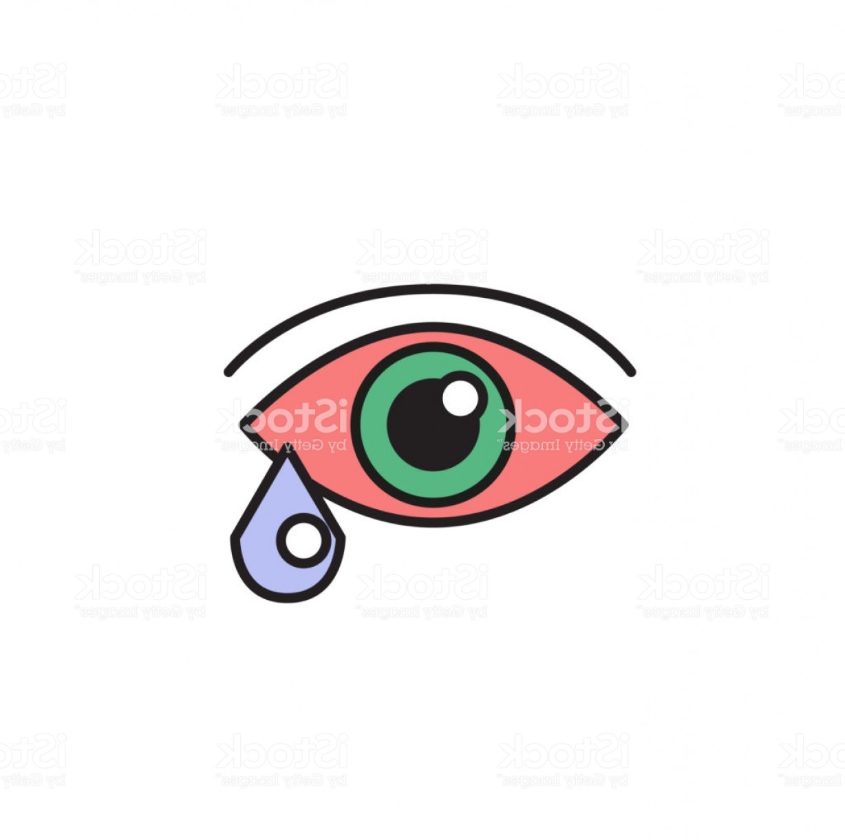 1228x1221 Red Eye And Teardrop Allergy Sickness Cartoon Design Icon Flat