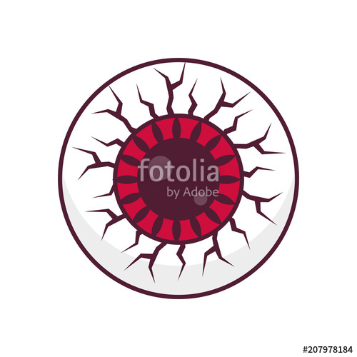 500x500 Red Eye Zombie Monster Flat Minimal Icon Design Vector