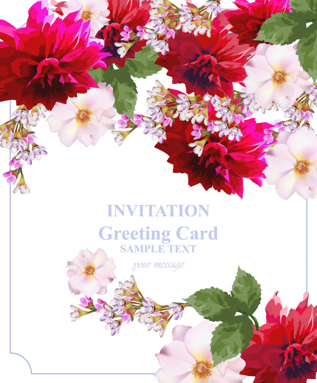 Invitation Card Floral Vector Colorful Beautiful Flowers Fuchsia 626x757 Invitation Card Floral Vector Colorful Beautiful Flowers Fuchsia