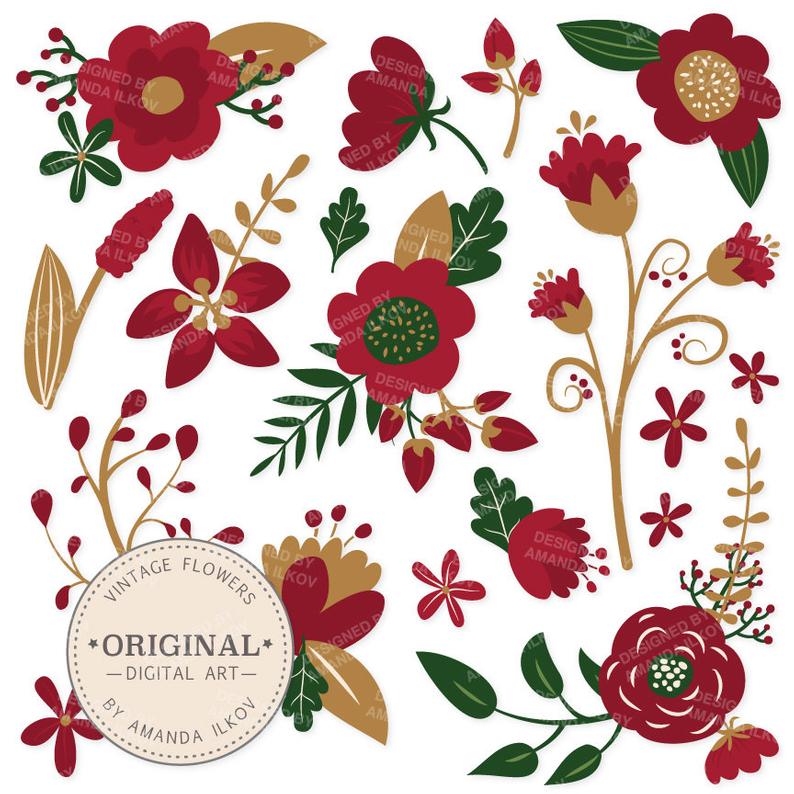 Premium Christmas Flowers Clipart Floral Vectors Christmas Etsy 794x794 Premium Christmas Flowers Clipart Floral Vectors Christmas Etsy
