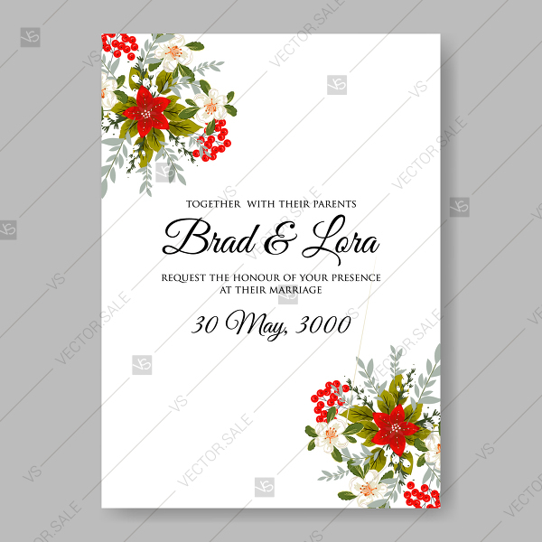Red And White Small Spring Floral Vector Wedding Invitation 600x600 Red And White Small Spring Floral Vector Wedding Invitation