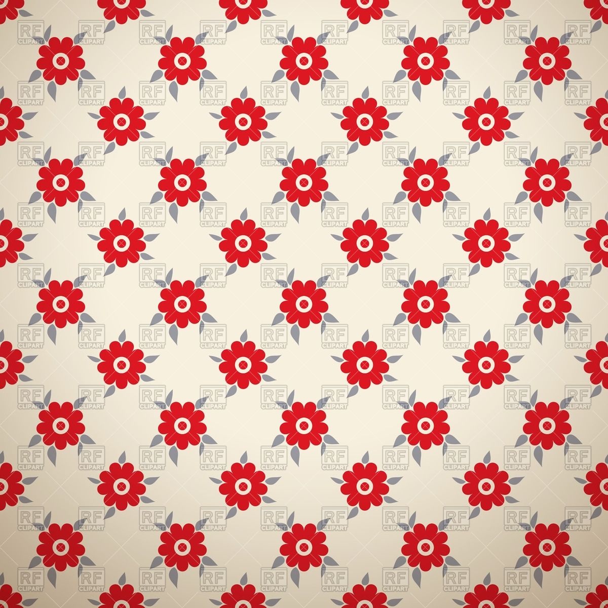 Seamless Floral Pattern With Red Flowers Vector Image 1200x1200 Seamless Floral Pattern With Red Flowers Vector Image