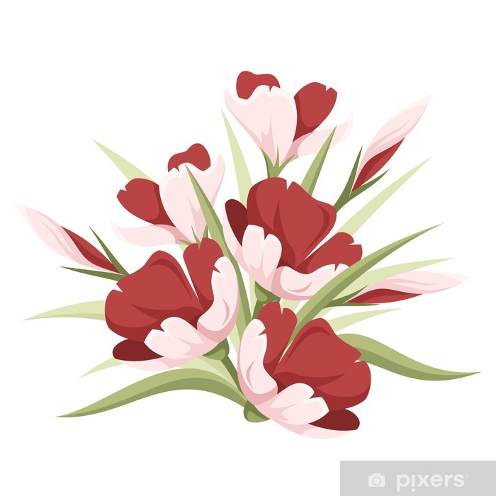 Red Flowers Vector Illustration Sticker 700x700 Red Flowers Vector Illustration Sticker