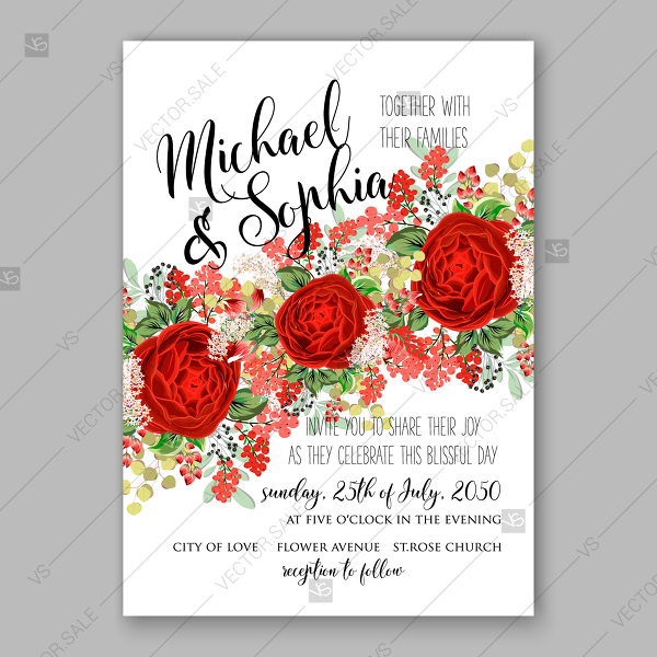 Red Rose Wedding Invitation Vector Floral Background Anniversary 600x600 Red Rose Wedding Invitation Vector Floral Background Anniversary