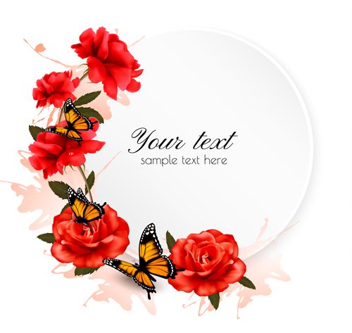 Beautiful Red Flowers And Butterflies Vector Background Freebie 500x473 Beautiful Red Flowers And Butterflies Vector Background Freebie