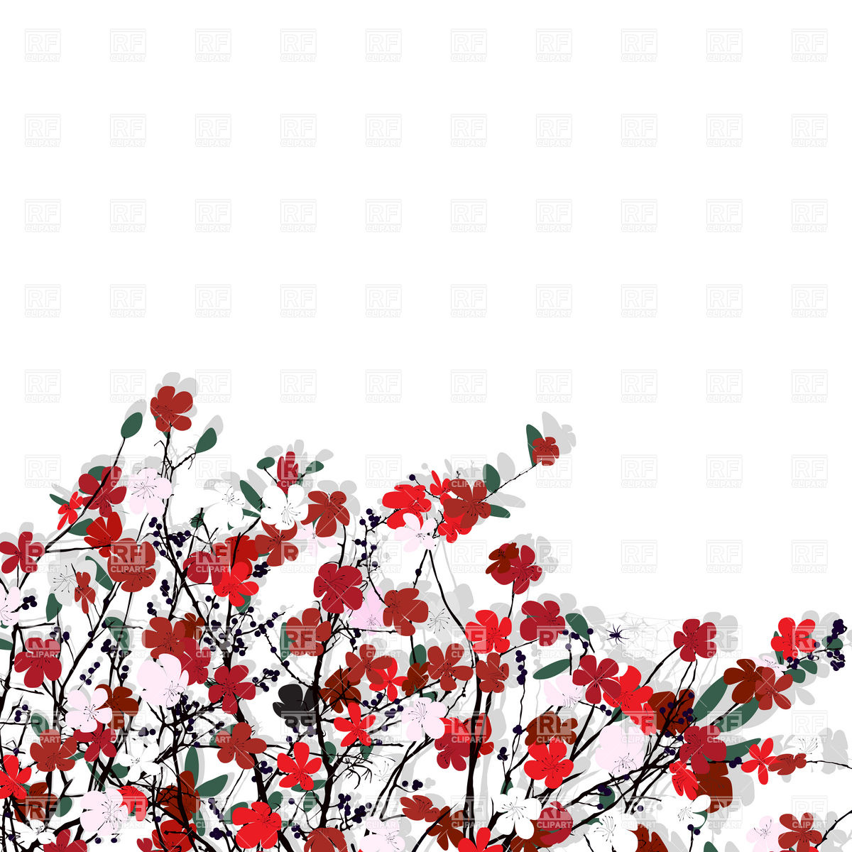 Cherry Tree Blossom With Red Flowers Vector Image Of Plants 1200x1200 Cherry Tree Blossom With Red Flowers Vector Image Of Plants