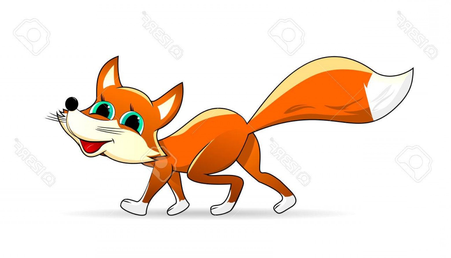 1560x895 Photostock Vector Auburn Little Fox On A White Background Cartoon