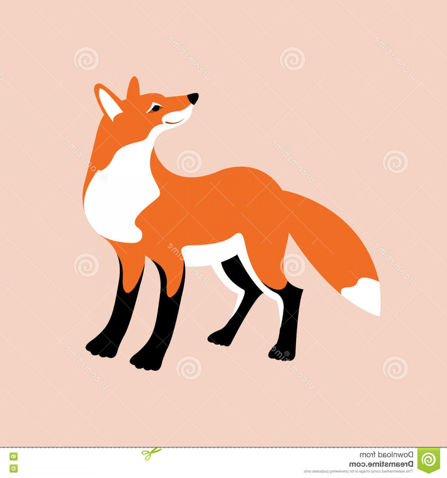 1560x1668 Stock Illustration Red Fox Vector Illustration Style Flat Side