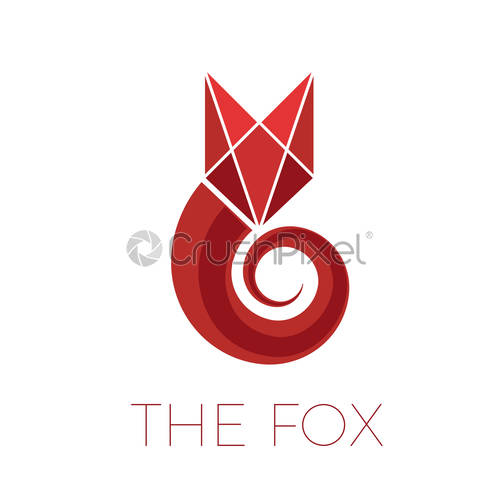 500x500 Vector Logo Of A Red Fox, In Simple Geometric Shape, Stock Vector