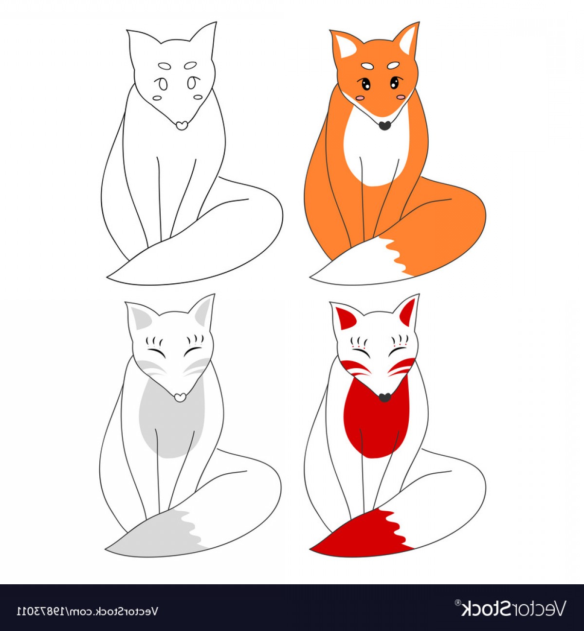 1200x1296 Cute Red Fox And Kitsune Vector Cqrecords