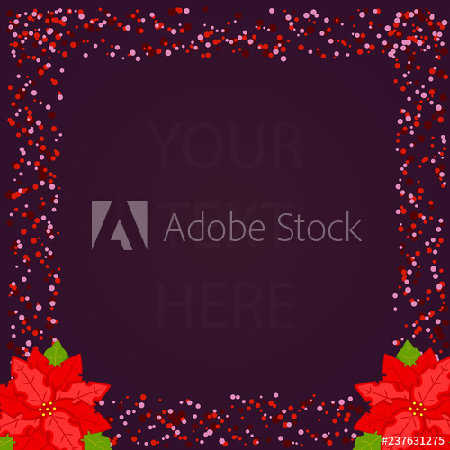 500x500 Beautiful Border Red Glitter Vector, Christmas Flower Ornaments