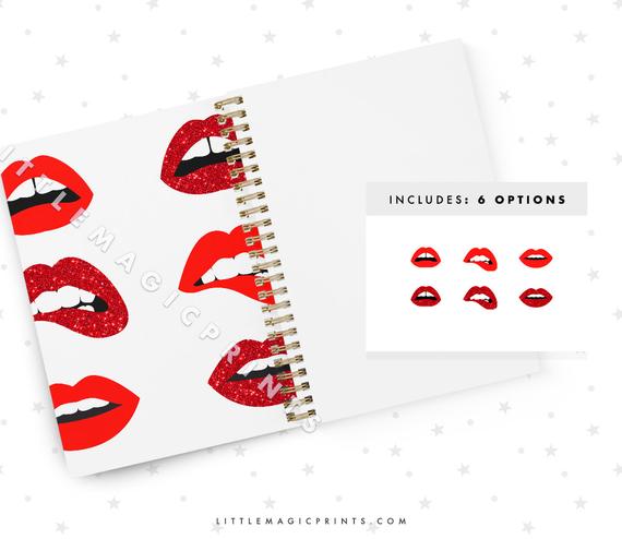 570x494 Red Lips Clipart Set V Day Red Glitter Vector Lips Set Etsy