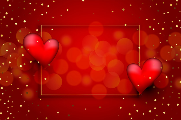 626x417 Beautiful Red Love Background With Hearts And Golden Glitter
