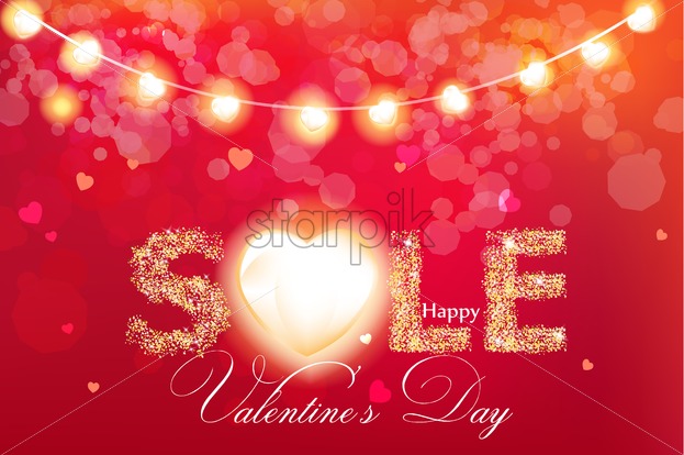 623x414 Valentine Day Sale Banner In Glitter Vector Realistic Red Vintage