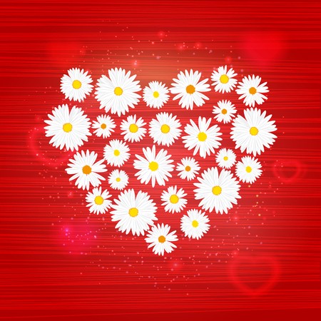 450x450 Vector Floral Heart With Lights Effect On Bright Red Background