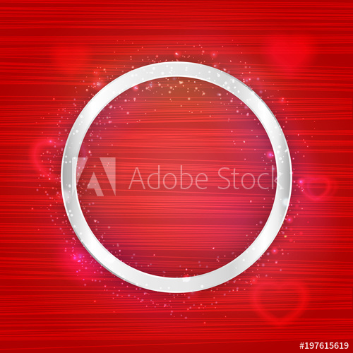 500x500 Vector Round Silver Frame With Lights Effect And Hearts On Bright