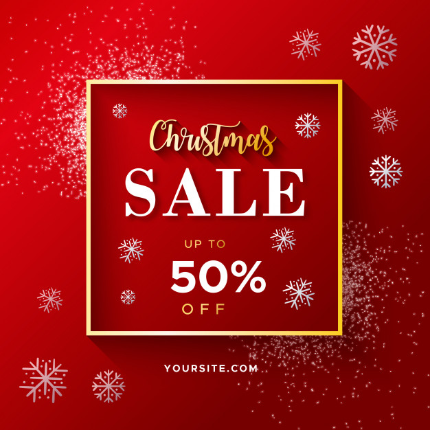626x626 Elegant Red Christmas Sale Banner With Glitter Vector Free Download