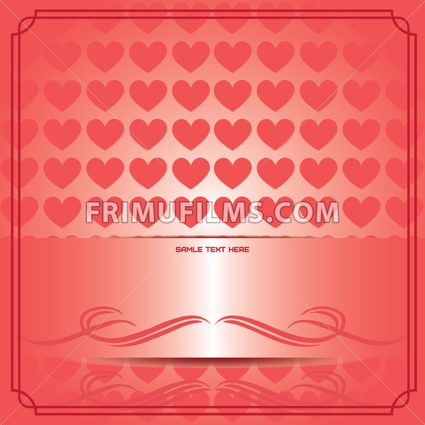 600x600 Candy Card Paper With Red Hearts, Over Red Gradient Background