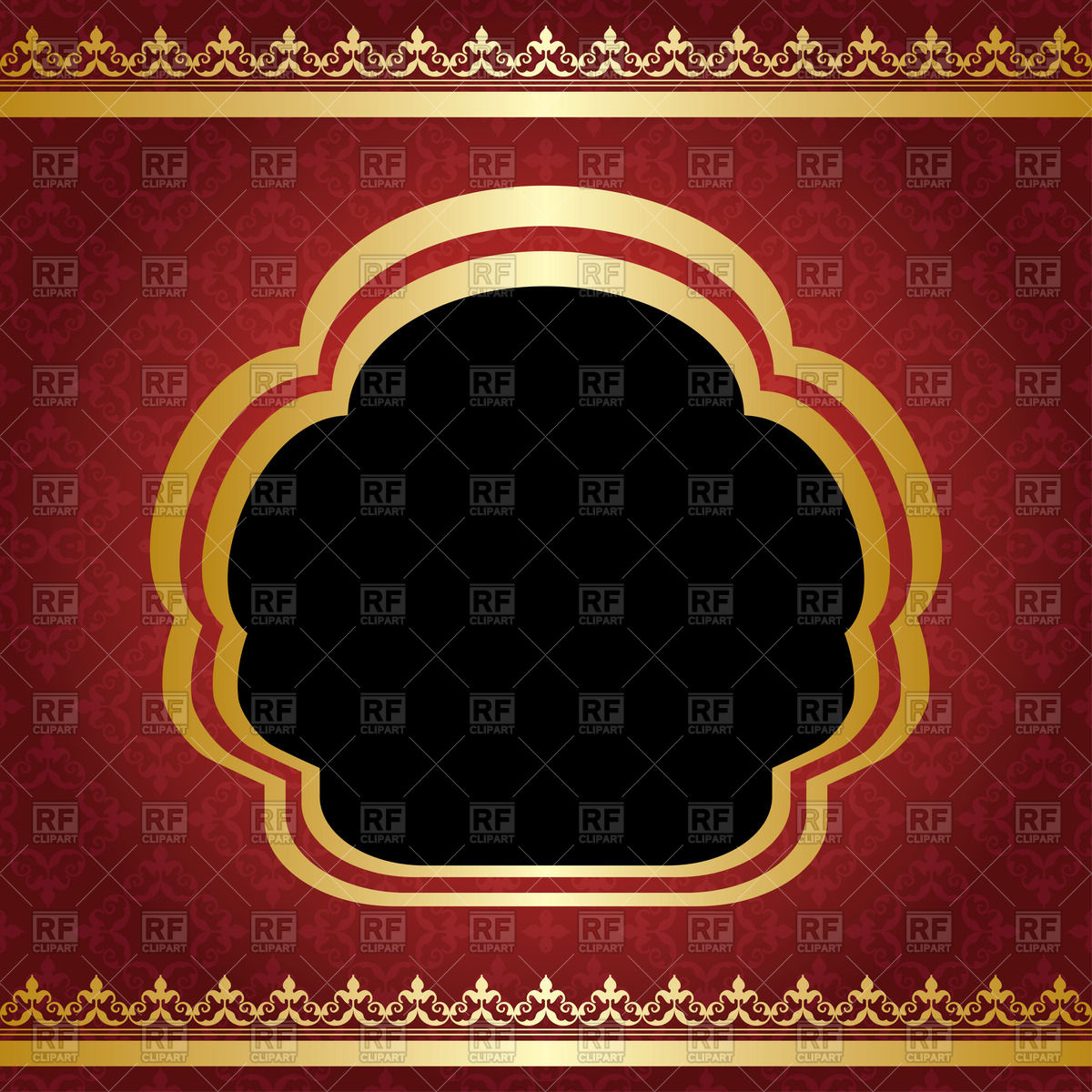 1200x1200 Red Vintage Background With Golden Frame And Gradient Vector Image