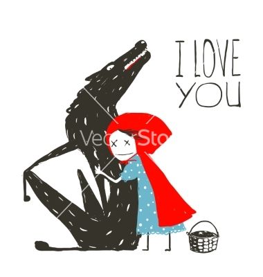 Little Red Riding Hood Loves Black Wolf Vector Illustration 380x400 Little Red Riding Hood Loves Black Wolf Vector Illustration