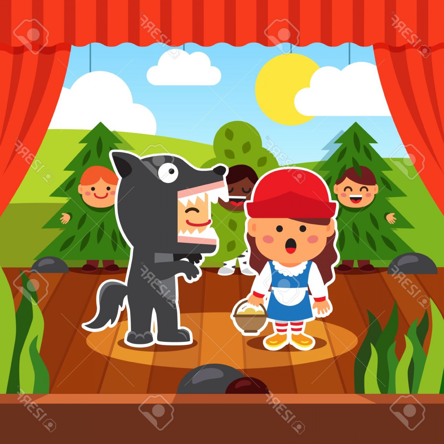 Photostock Vector Kindergarten Theatre Play Kids Staging Little 1560x1560 Photostock Vector Kindergarten Theatre Play Kids Staging Little