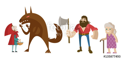 Little Red Hood Big Bad Wolf Lumberjack And Grandmother Stock 500x243 Little Red Hood Big Bad Wolf Lumberjack And Grandmother Stock