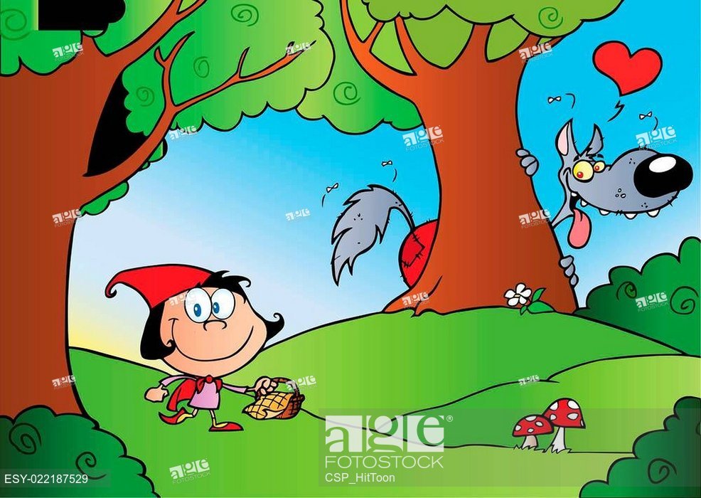 Bad Wolf Watching Little Red Hood, Stock Vector, Vector And Low 986x700 Bad Wolf Watching Little Red Hood, Stock Vector, Vector And Low