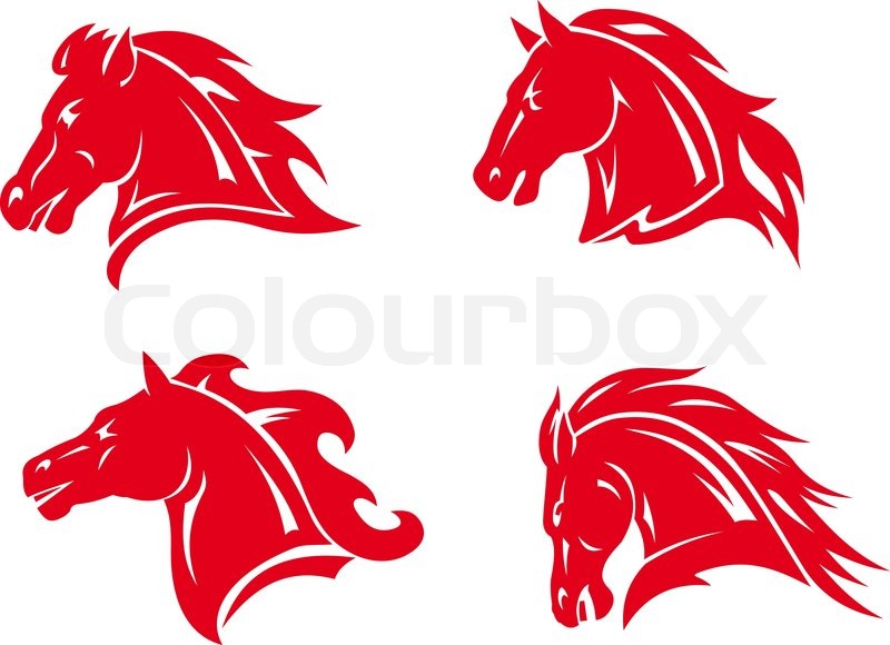800x580 Red Horse Heads For Mascot And Tatoo Stock Vector Colourbox