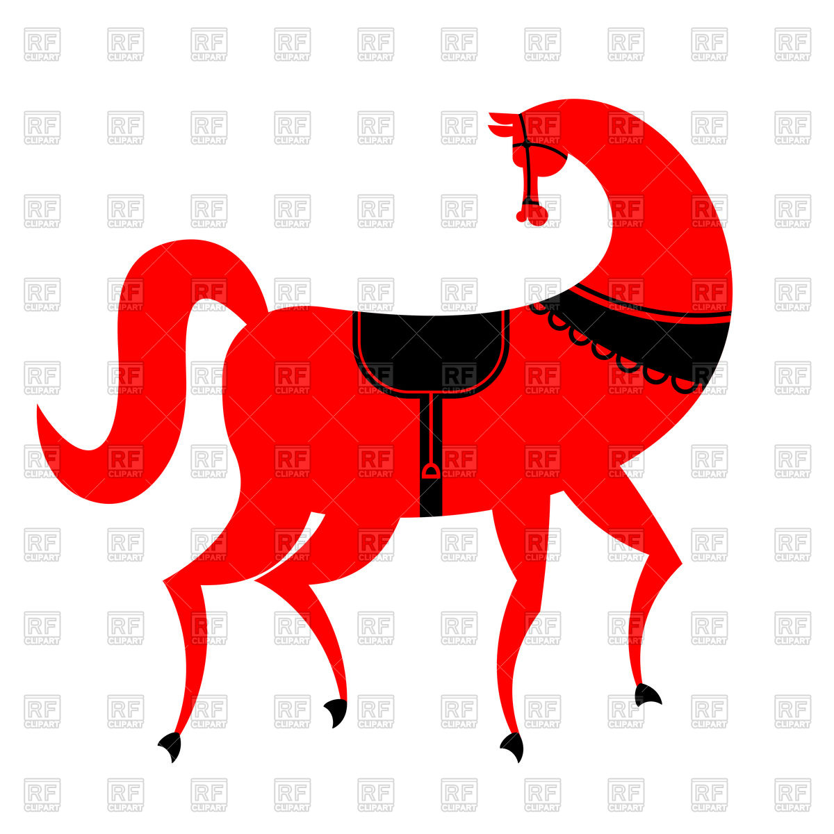 1200x1200 Red Horse With Black Saddle Vector Image Of Plants And Animals