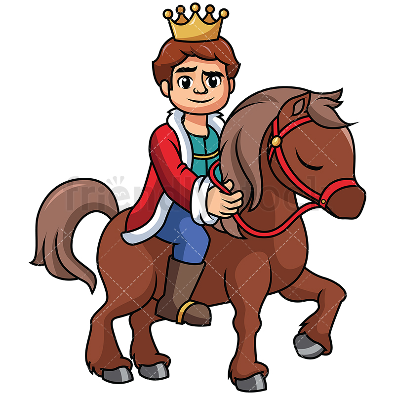 800x800 Young Prince Riding A Horse Vector Cartoon Clipart