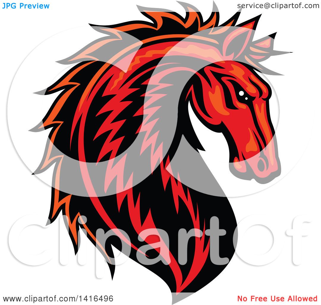 1080x1024 Clipart Of A Tough Red Horse Head