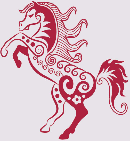 504x544 Hand Drawn Red Horse Decoration Pattern Vector Free Vector