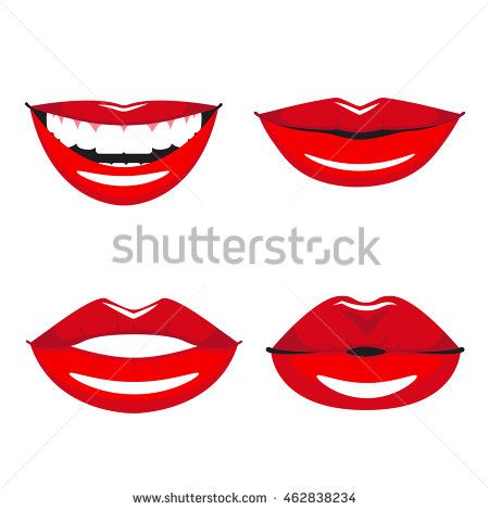 450x470 Set Of Vector Red Lips Various Types Of Woman Lips Broad Smile