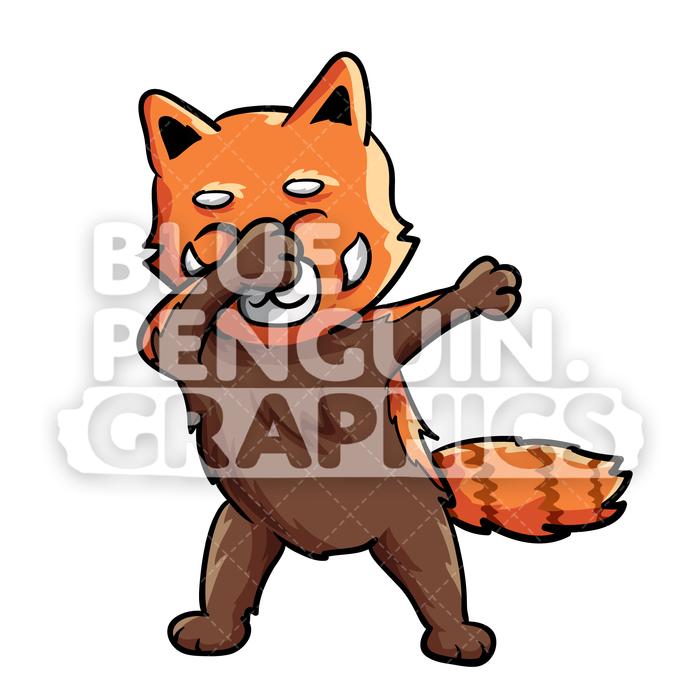 700x700 Dabbing Red Panda Vector Cartoon Clipart Illustration Blue