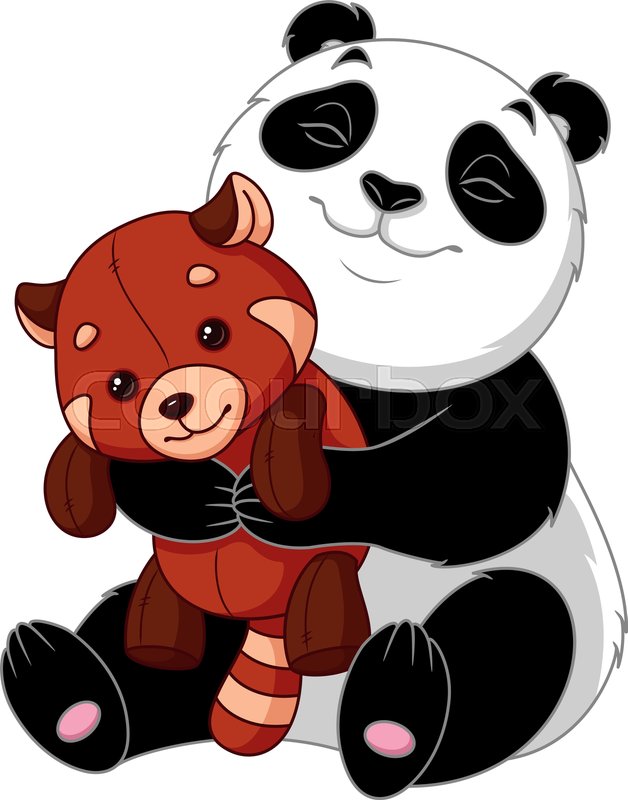 628x800 Panda Hugs Toy Red Panda Stock Vector Colourbox