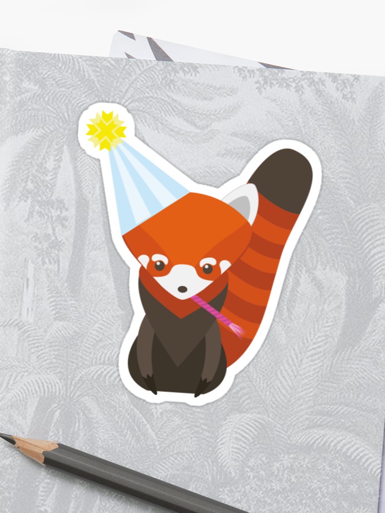 750x1000 Party Hat Red Panda Vector Sticker