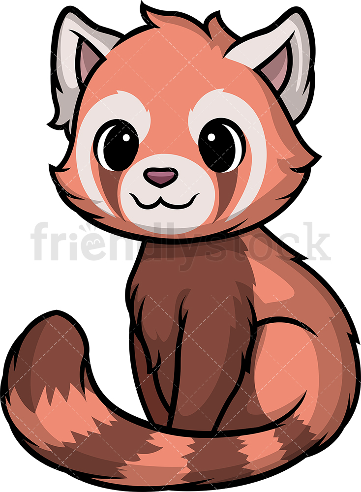 734x1000 Chibi Kawaii Red Panda Clipart Cartoon Vector