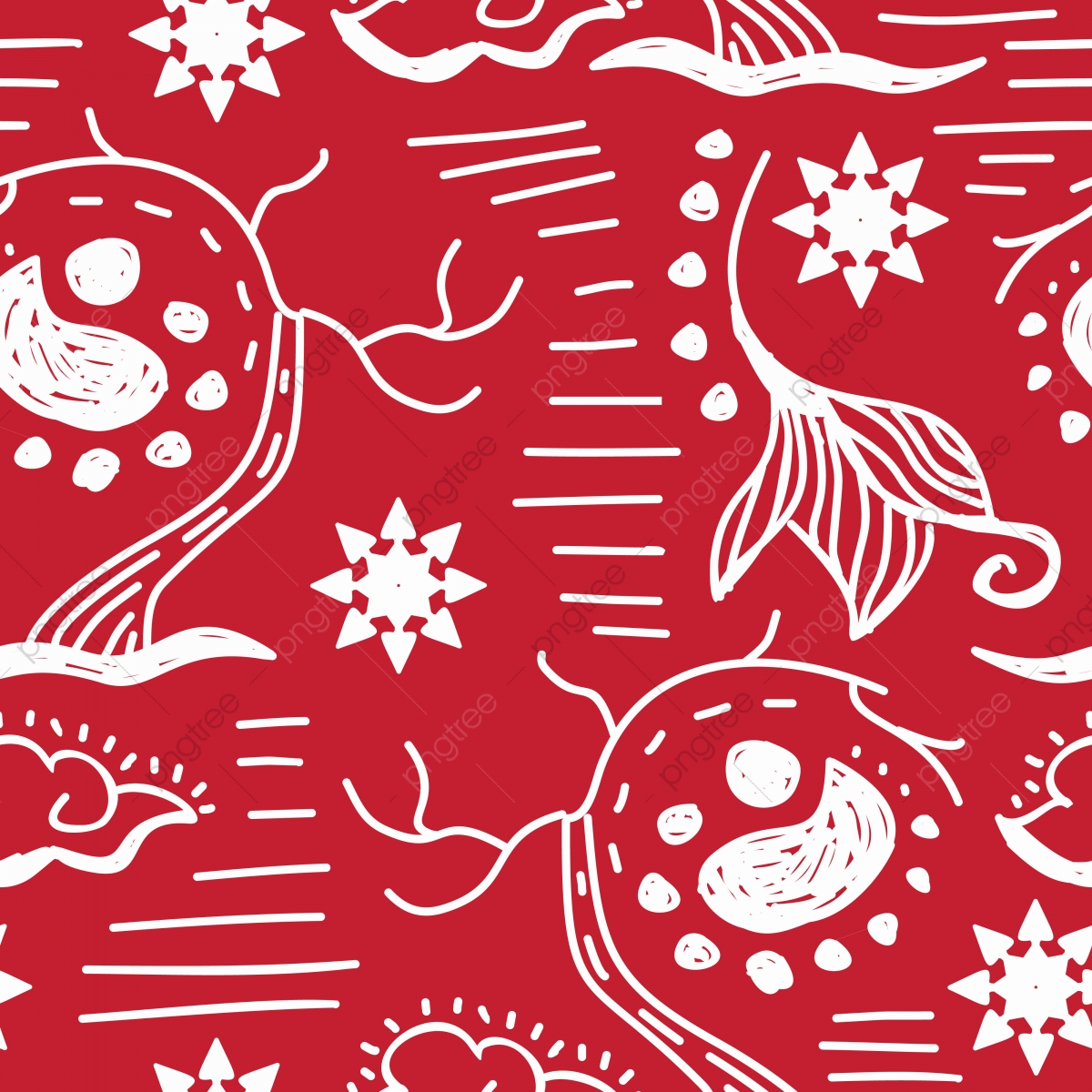 1200x1200 Hand Drawn Ethnic Batik Floral Seamless Pattern With Red And White