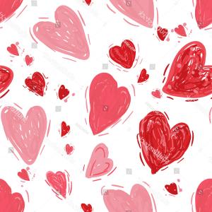 300x300 Pink Hearts Vector Pattern On White Background Handandbeak