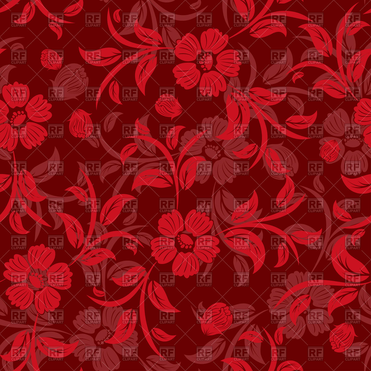 1200x1200 Seamless Red Floral Pattern Vector Image Of Backgrounds, Textures