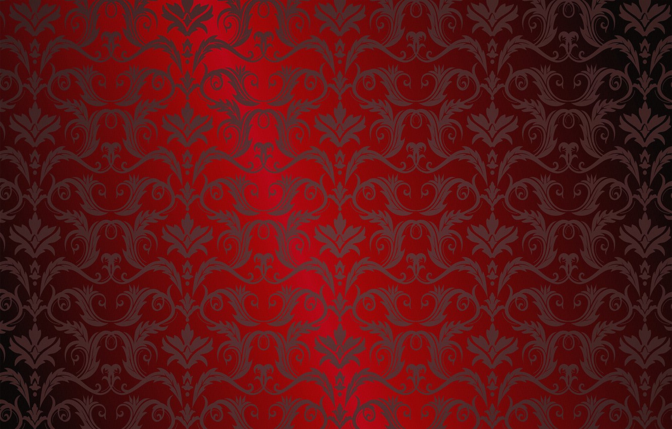 1332x850 Wallpaper Retro, Pattern, Vector, Dark, Red, Ornament, Vintage