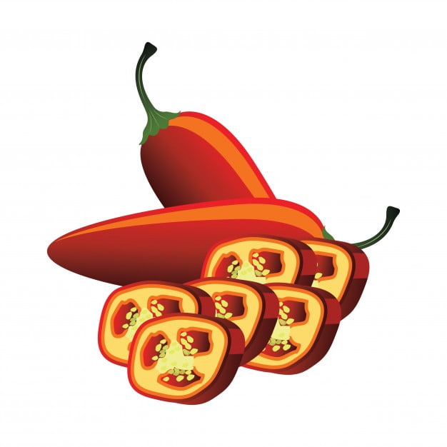 626x626 Slices Of Raw Green Jalapeno Pepper Vector Illustration