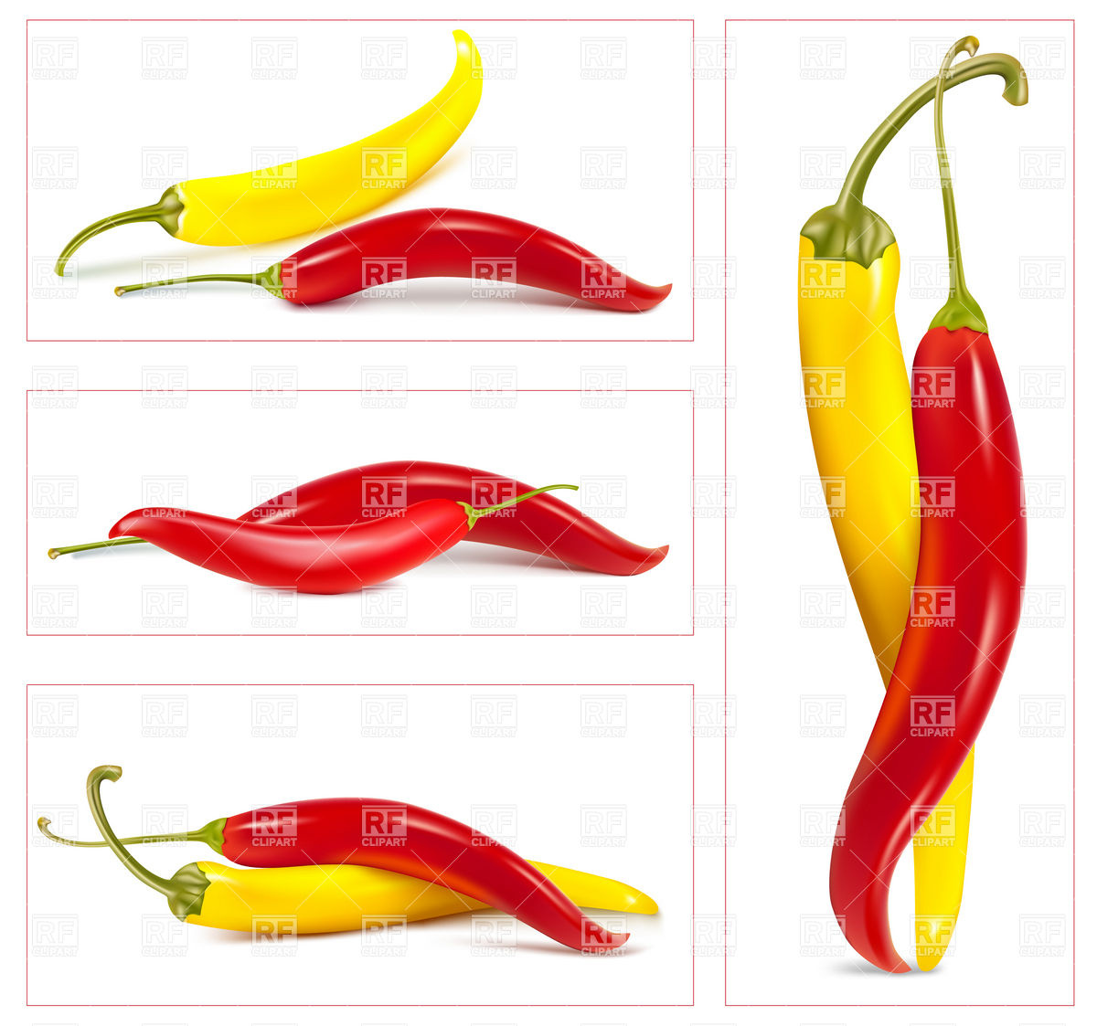 1200x1123 Yellow Red And Hot Chili Peppers Vector Image Of Food
