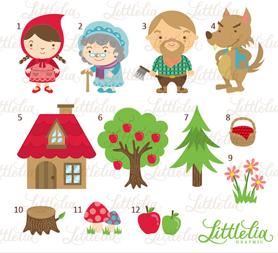 570x518 Lil Red Riding Hood Clipart Set Instant Download Fairy