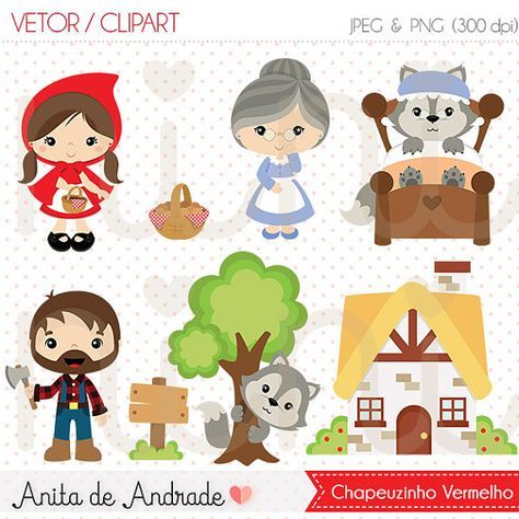 474x474 Little Red Riding Hood Clipart, Wolf Clipart, Cute Woodland, Boy