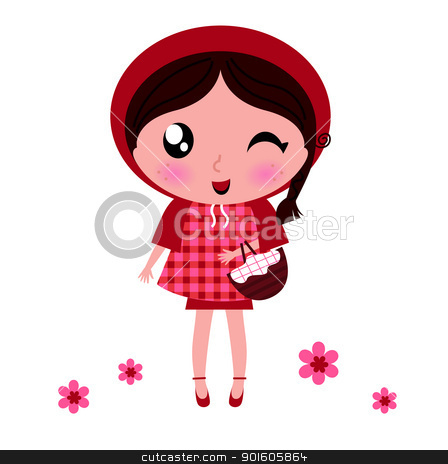 448x464 Little Red Riding Hood Isolated On White Stock Vector